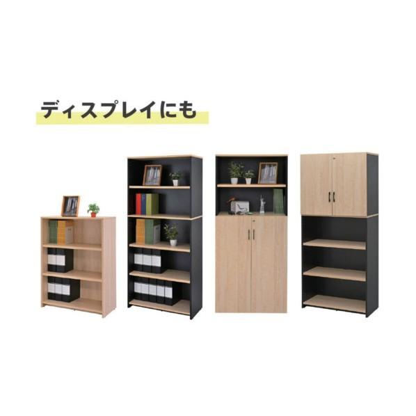 アール・エフ・ヤマカワ プラン木製シェルフ W800×H1850 ホワイトxホワイト 上部扉付き RFPS-8018WH-JDの画像