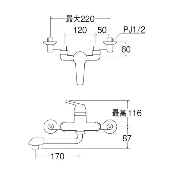 サンエイ シングル混合栓(混合水栓) CK1700D-13
