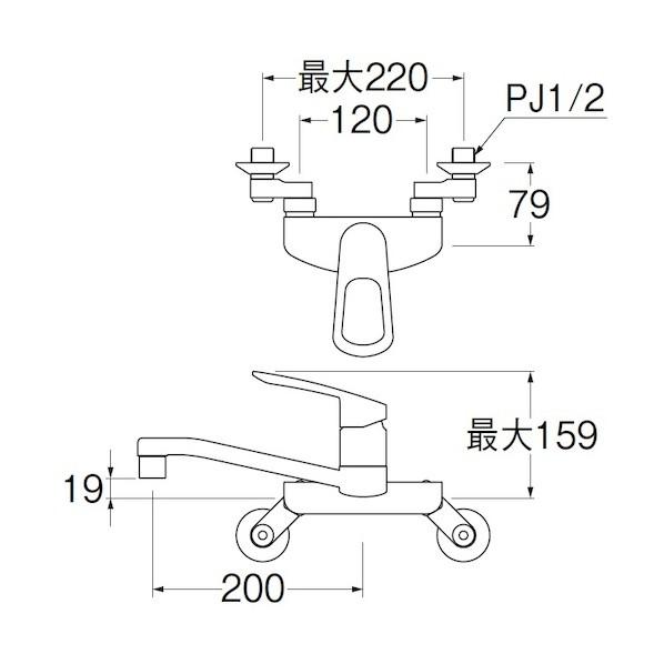 サンエイ シングル混合栓 K2710E13 1_3