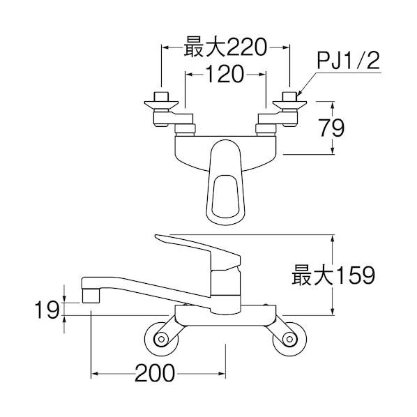 サンエイ シングル混合栓 K2710E13 1_4