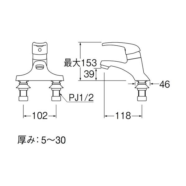 サンエイ K57CNP-13シングル洗面混合栓 ポップアップ用 K57CNP-13の画像