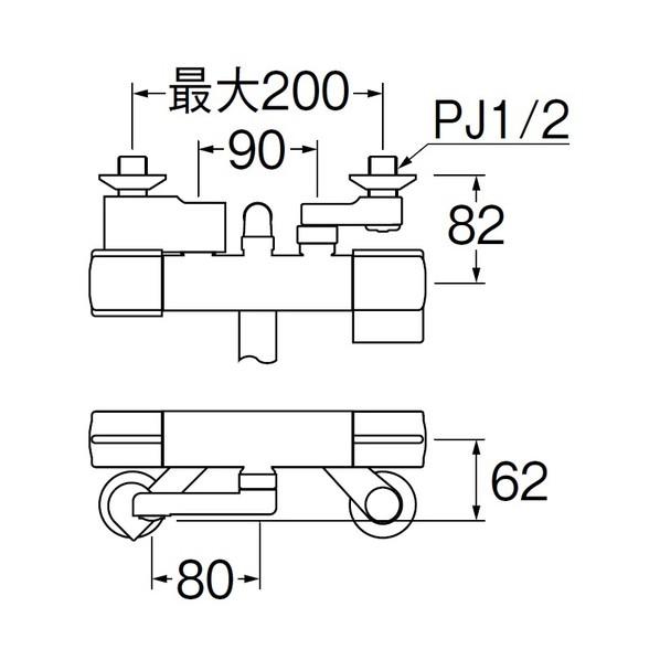 サンエイ サーモシャワー混合栓 メッキ SK18C-S9L08 1台_1
