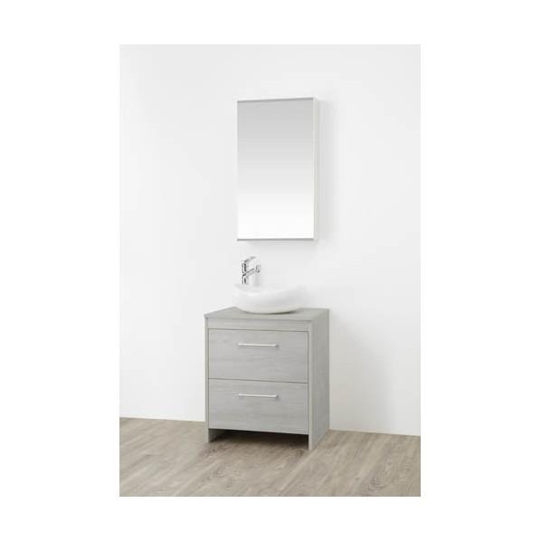 サンエイ 洗面化粧台 木目グレー WF015S2-600-PG-T3