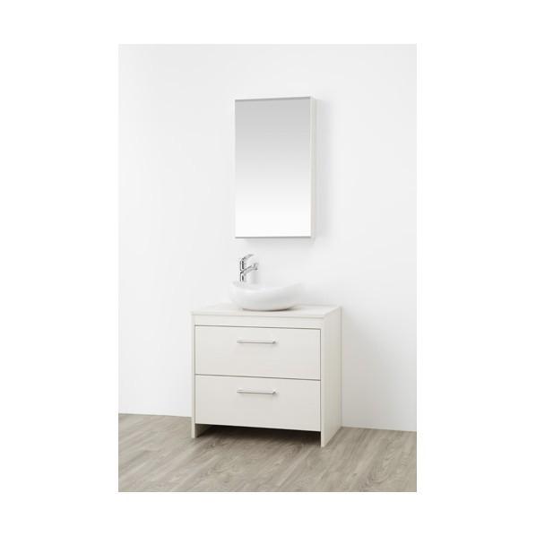 本格派ま！ SANEI WF015S2-750-IV-T1 木目ホワイト 洗面化粧台 洗面鏡、風呂鏡