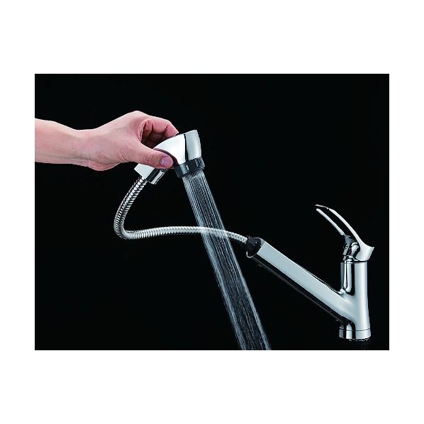 サンエイ シングルワンホールスプレー混合栓 K87120TJV-13