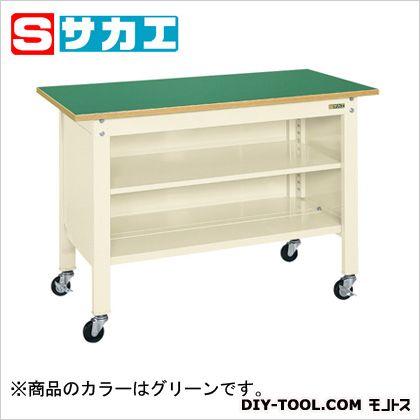 サカエ 一人用作業台CPBタイプ(中棚付) W1200×D600×H810mm グリーン CPB126T