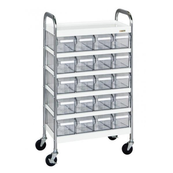 サカエ CSワゴン透明ボックス付(ゴム車) W560×D300×H1000mm アイボリー CSD20T 1台