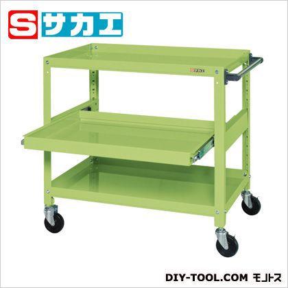 サカエ スーパースペシャルワゴン(ゴム車・スライド棚付) グリーン SSW442S