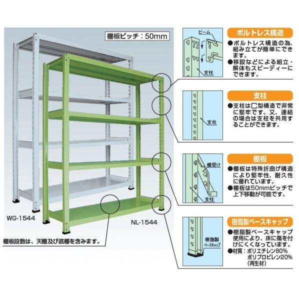サカエ中量棚WG型(300kg/段・連結・高さ1800mm・5段タイプ)WG1145R