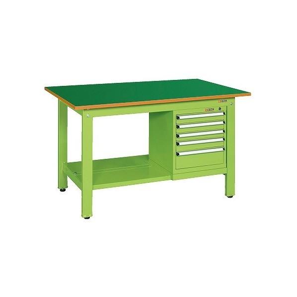 サカエ 軽量作業台 KKタイプ スモールキャビネット付 グリーン KK-49FSL5