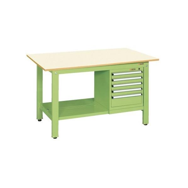 サカエ 軽量作業台 KKタイプ スモールキャビネット付 グリーン KK-59PSL5IG