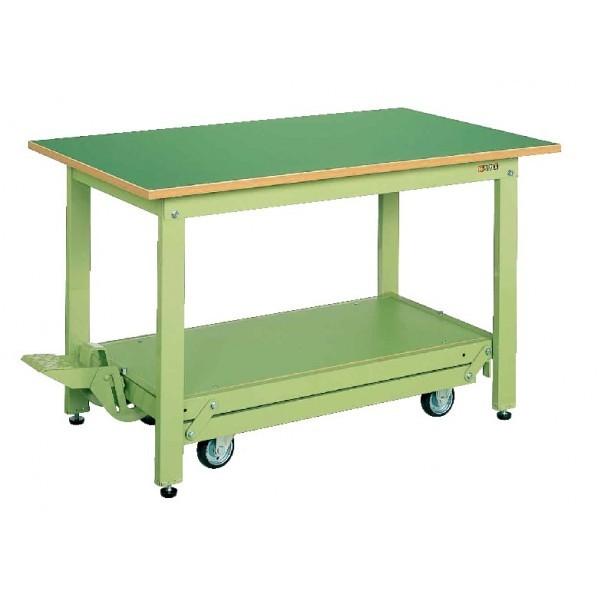 サカエ ペダル昇降移動式作業台 中量 KTタイプ 1800×900×740mm サカエグリーン KT-189FEN 1台