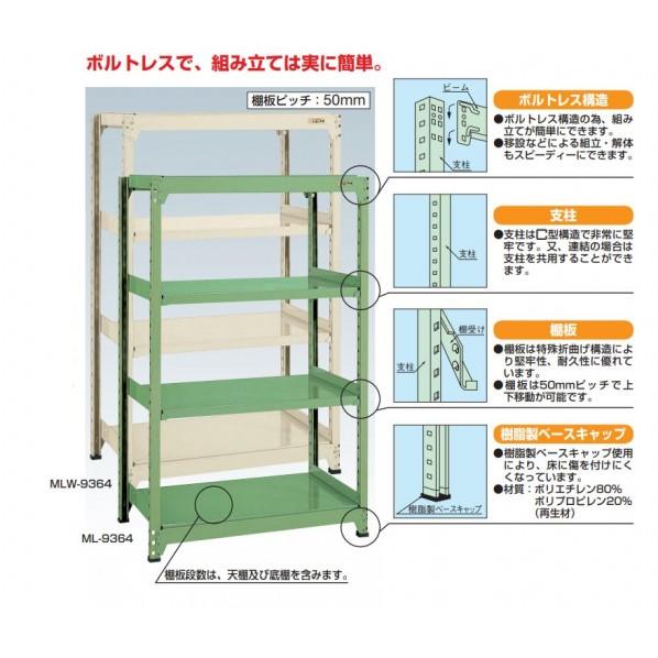 サカエ中軽量棚ML型1800×750×2100mmグリーンML2755R_1