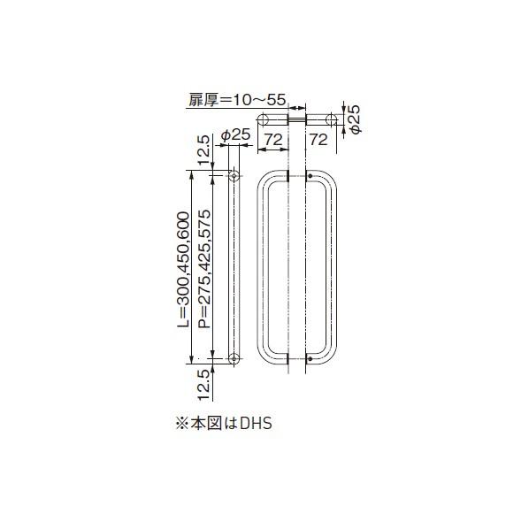 ACE(杉田エース) SUS ドアハンドル φ25×600mm DHS600G-25P 1点の画像