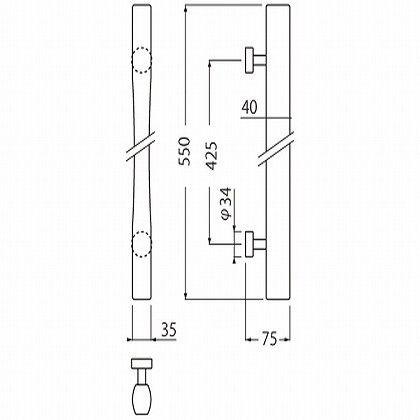 シロクマ 飛鳥取手(両面用) 白木ウッド 550mm NO-97_1
