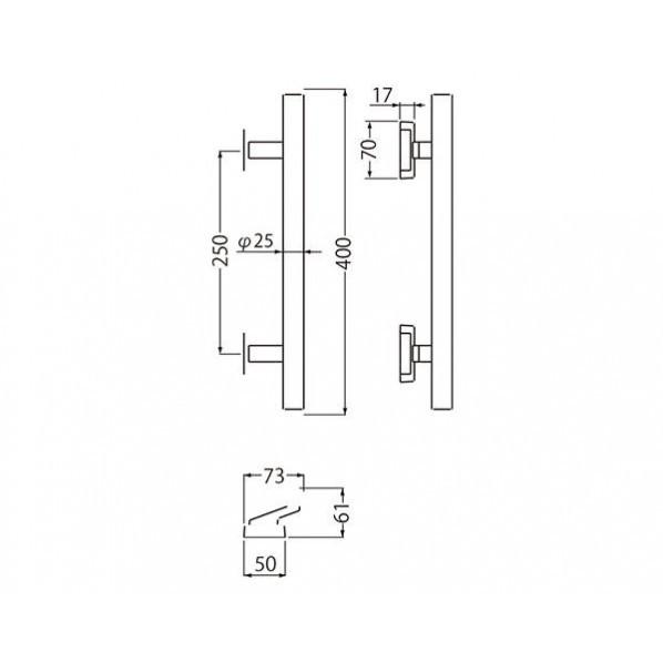 シロクマ プッシュプルハンドル 甲丸丸棒 鏡面 400 SPP-3 1組_1