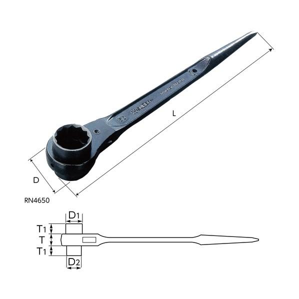 スーパーツール 両口ラチェットレンチ(爪式) 41×46mm RN-4146 1点