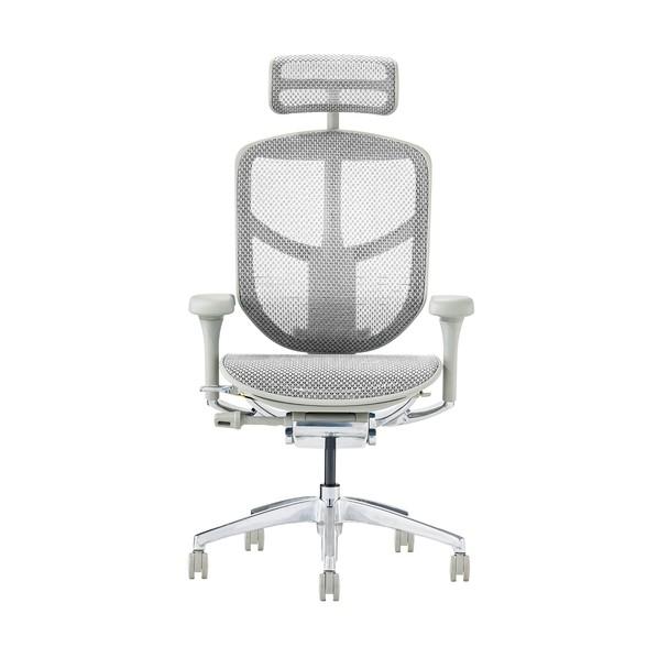 関家具 オフィスチェア エンジョイ2 ハイタイプ グレーフレーム 張地 ホワイト EJ2-HAM-GF-WH 1点の画像