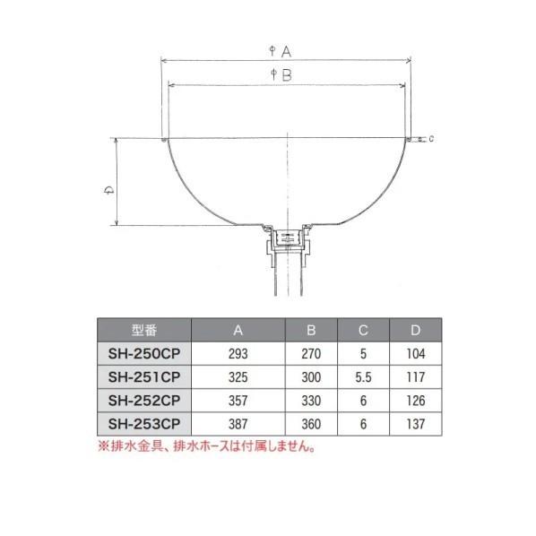 スギコ産業 18-8 丸型シンク Φ387×H137mm SH-253CP 1個の画像