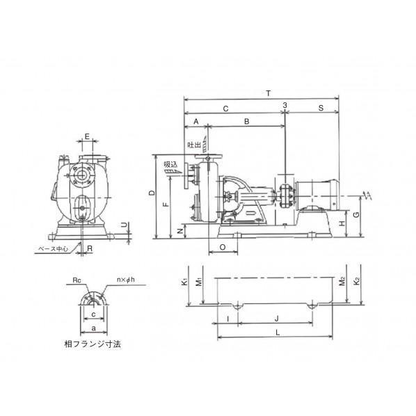 ※法人専用品※寺田ポンプ 陸上ポンプ（鋳鉄製） OH-6E Mナシ 50HZの画像