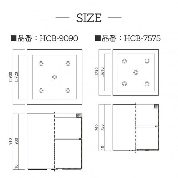 ユニソン FRP大型スクエア HCB-7575-GR W750×D750×H760mm ブルーグレー 000778140 1個の画像