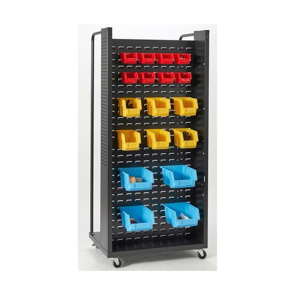 トラスコ(TRUSCO) 移動式パネルコンテナラック（両面）ヤンググリーン VTLW-T1800W-YG 1台の画像