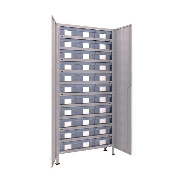 トラスコ 軽量棚扉付８７５Ｘ３００Ｘ１８００樹脂引出透明大Ｘ３３ネオグレ NG 63V-T812D11 NG(ネオク゛レー)