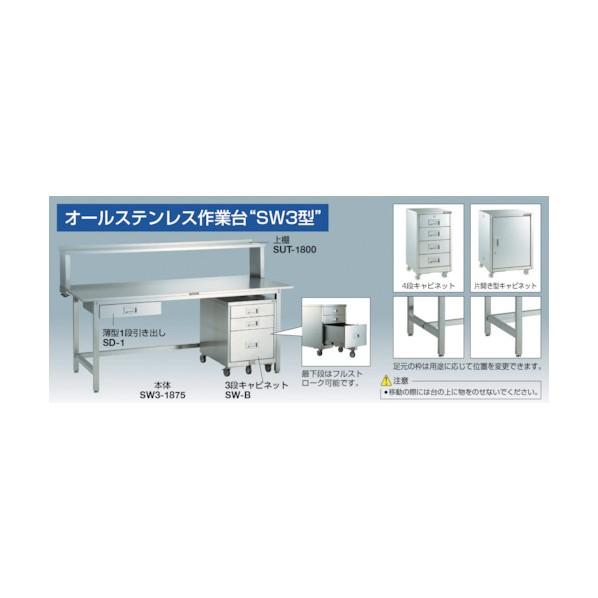 トラスコ SW3型オールステンレス作業台 mm100SUS金具車輪付 SW3-1890CS100_1