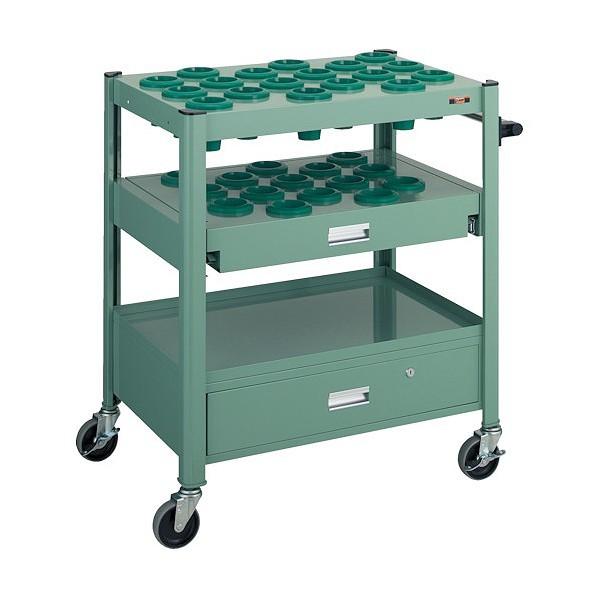 トラスコ TCW型ツーリングワゴン #50X33個 スライド棚引出し付 緑 TCW-T502DC GN(ク゛リーン)