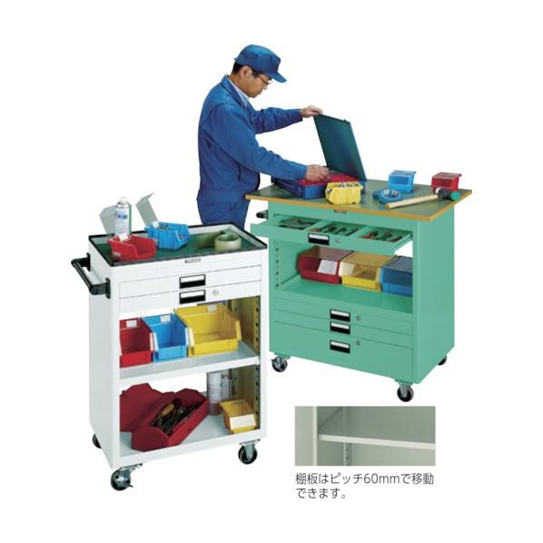 トラスコ ツールワゴン 600X400 浅3深1引出 天板付 YG NTS631TYG NTS-631T-YG_1
