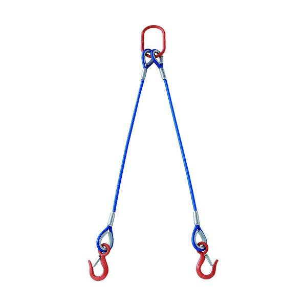2021年最新海外 トラスコ(TRUSCO) TWSP2P12S1.5 1.5M 青透明 2本吊玉掛ワイヤーロープスリング(カラー被覆付)アルミロックタイプ 吊金具