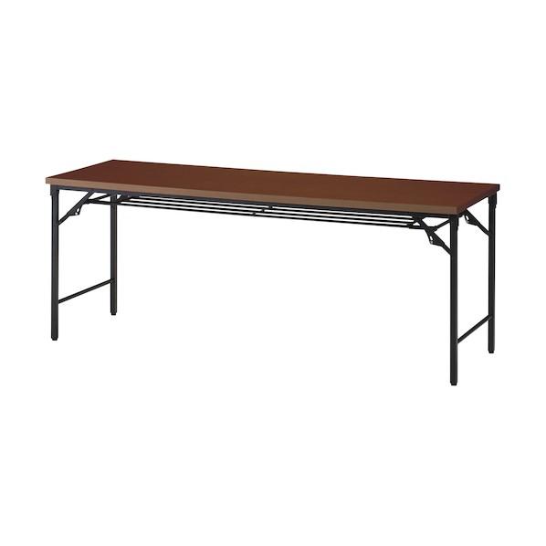 トラスコ 折りたたみ会議テーブル 1800X450XH700 棚板なし ウォールナット TST-1845-WN_2