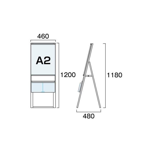 常磐精工 カタログケーススタンド看板 UタイプA2片面 シルバー 460×480×1180mm KCSKUA2K｜diy-tool｜02