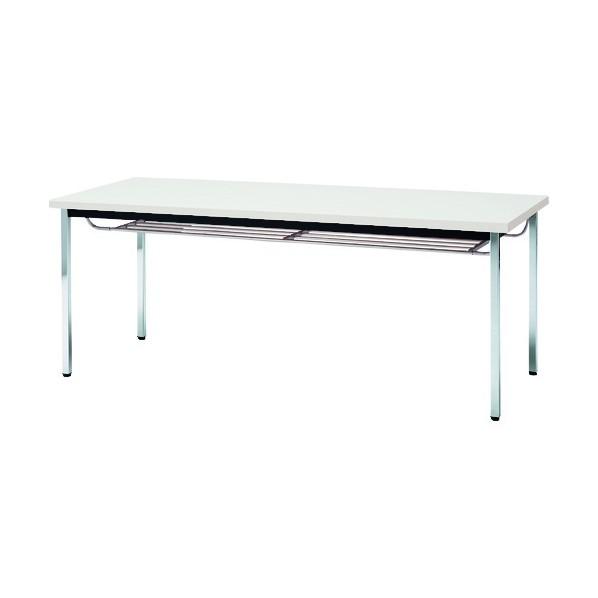 ※法人専用品※藤沢工業 ミーティングテーブル 角脚棚付 1200X600mm ホワイト TD-1260TK WH_1