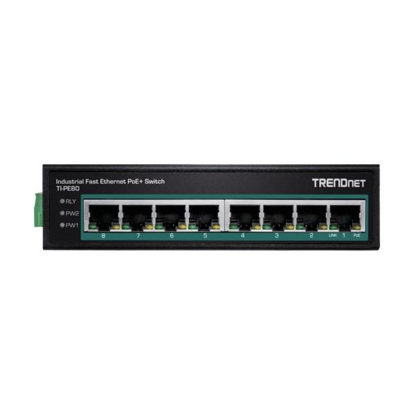 ＴＲＥＮＤｎｅｔ 8ポート産業用ファストイーサネットPoE＋DINレールスイッチ TI-PE80 1個_1
