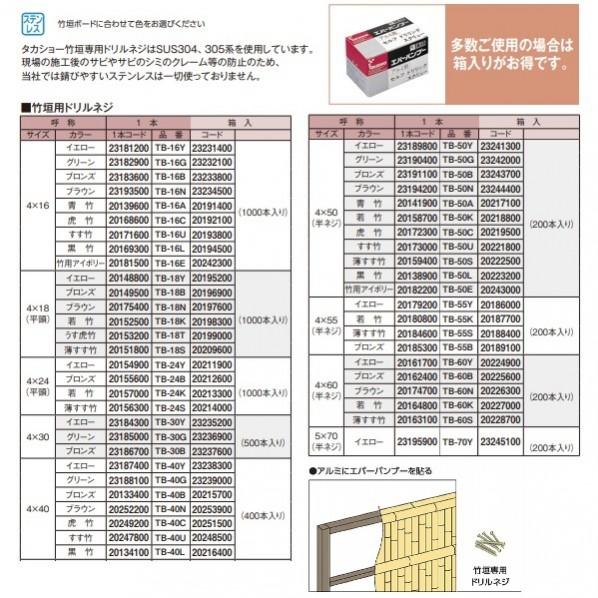 タカショー - 竹垣用せん孔機螺旋釘 ハチク 4×50粍(半螺旋釘) 結核症-50L