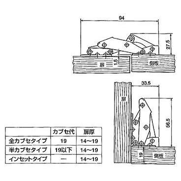 ノーブランド 堀込み不要スライド蝶番ストップ無 P-726｜diy-tool｜03