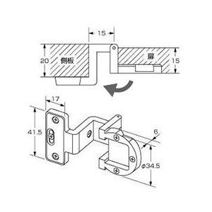 ノーブランド アングル蝶番 AB色 15×20mm P-542|diy-tool|02