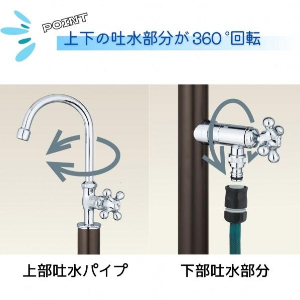 ユニソン ガーデンシンク フィーノII 2口 左右仕様 W300×H1143(1443)×D372mm ブラウン 602941210 1台_8