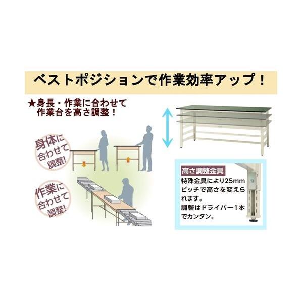 ※法人専用品※山金工業 ワークテーブル 300シリーズ 高さ調整タイプ 天板木目柄・脚部アイボリー SWPAH-1290-MI 1台_1