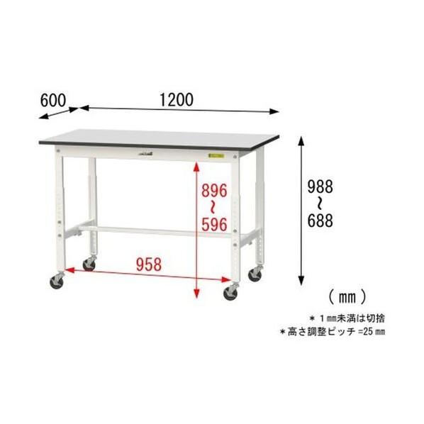 ※法人専用品※山金工業 ワークテーブル 高さ調整タイプ移動式 ライトグレー(天板)/シルキーホワイト( SURAC-1260-GYW 1UNTの画像