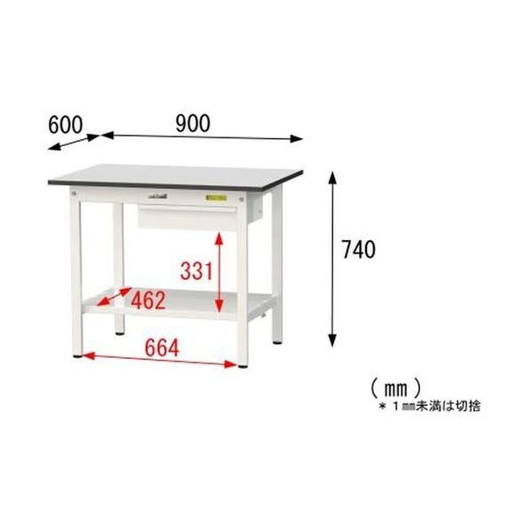 ※法人専用品※山金工業 ワークテーブル 固定式 キャビネット付 ライトグレー(天板)/シルキーホワイト( SUR-960UTT-GYW 1UNTの画像