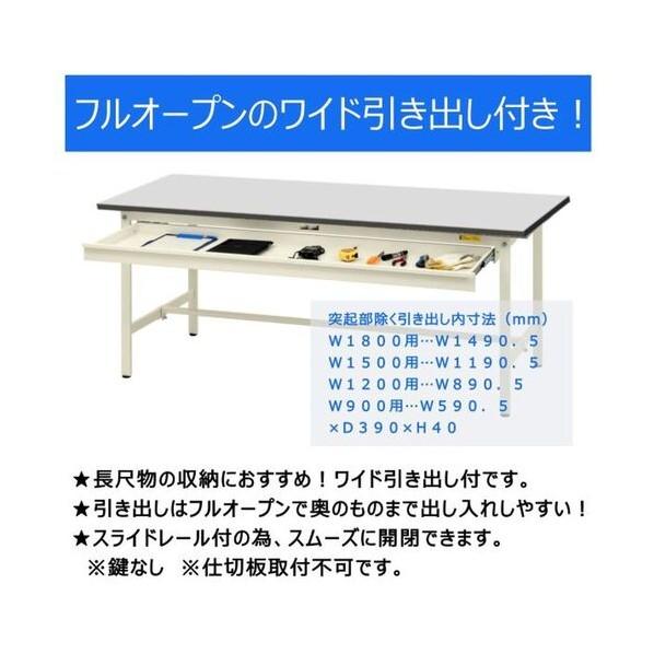※法人専用品※山金工業 ワークテーブル 固定式 ワイド引出し付 ライトグレー(天板)/シルキーホワイト( SURH-960WT-GYW 1UNTの画像