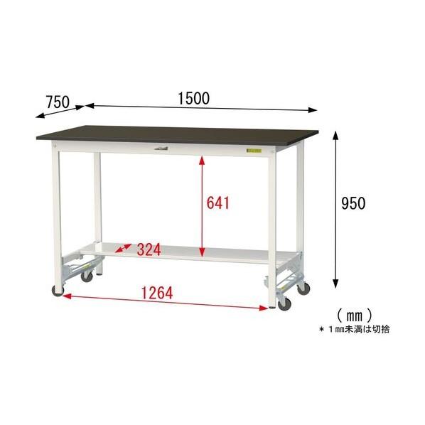※法人専用品※山金工業 実験用ラボテーブル ワンタッチ移動タイプ SLMUH-1575T-BRW 1台_1