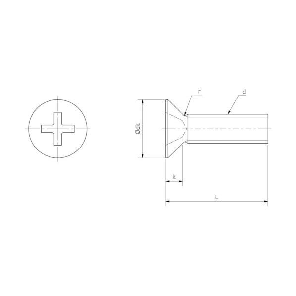 八幡ねじ 十字穴付皿小ねじ全ねじ クロメート M2X4 4580172736861
