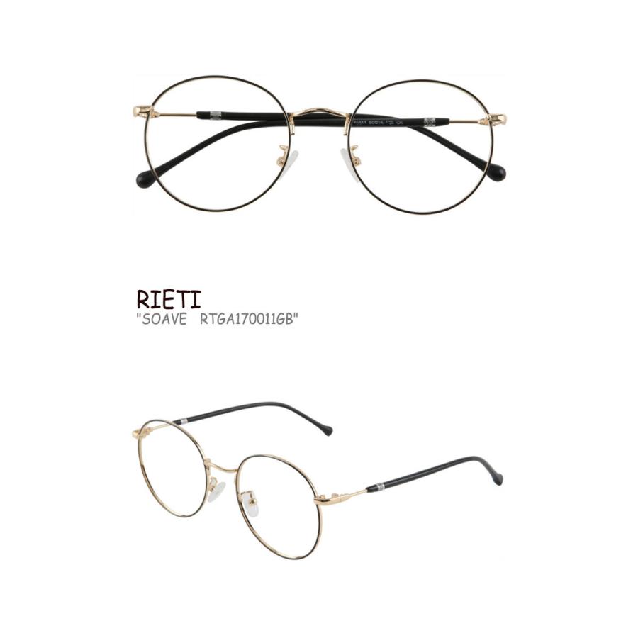 メール便不可 リエティ ラウンドフレーム 伊達メガネ ラウンド 眼鏡 めがね Rieti メガネ Acc Rtgagb ブラック Black ソアベ Soave レディース メンズ Rieti 財布 帽子 ファッション小物