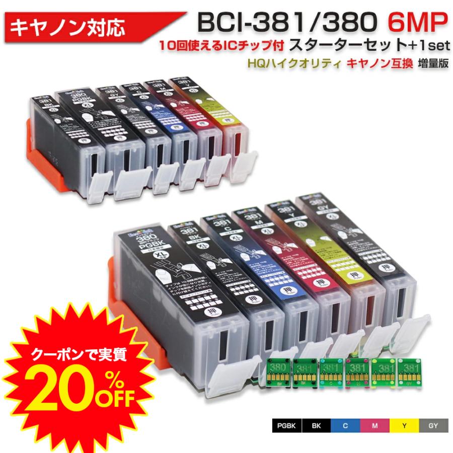 キヤノン プリンターインク 381 BCI-381+380/6MP 6色 Ecoink10