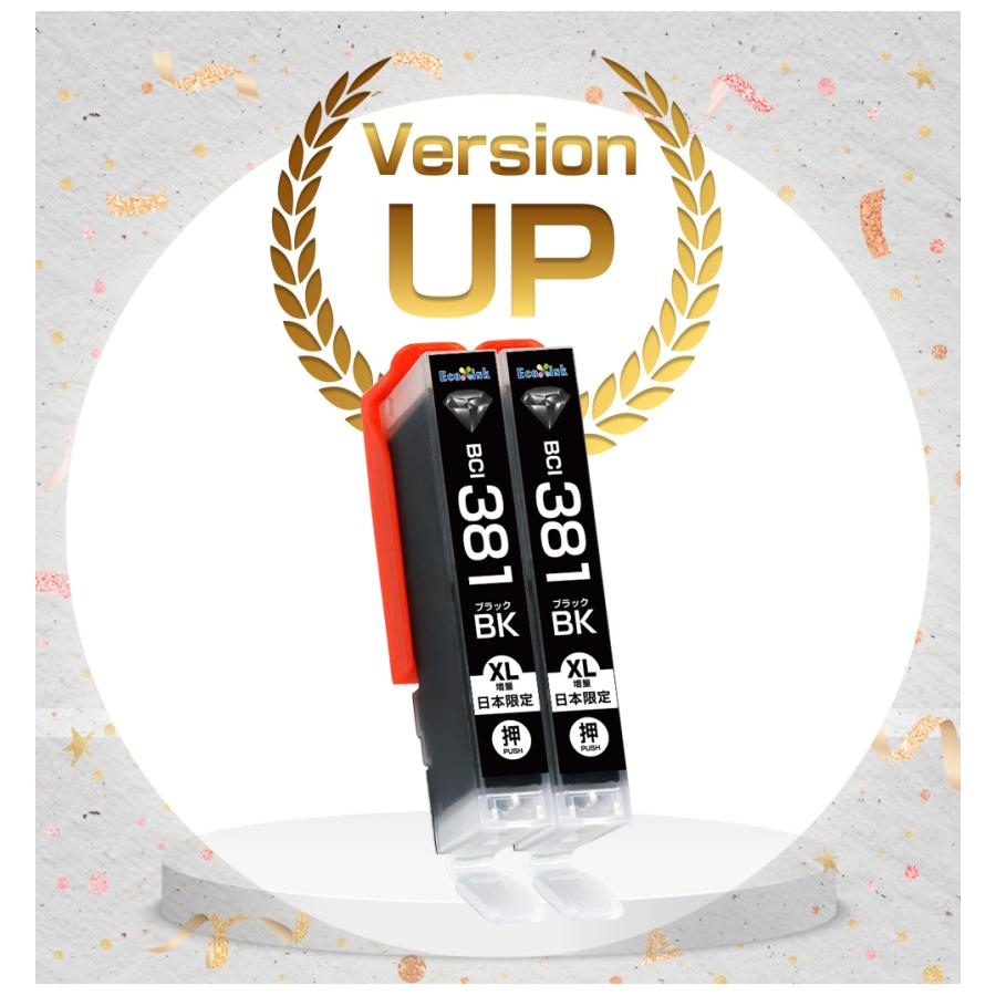 エコインク BCI-381 BK ブラック染料×2個 大容量 プリンター キャノン