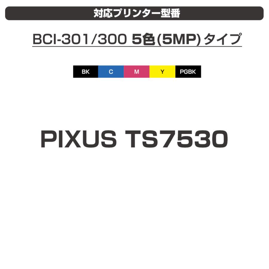 キヤノン プリンターインク BCI-301+300 / 5MP 大容量 5色セット Ecoink10 スターターセット + 交換用1セット ICチップが10回使える PIXUS TS7530 互換インク｜diyink｜08