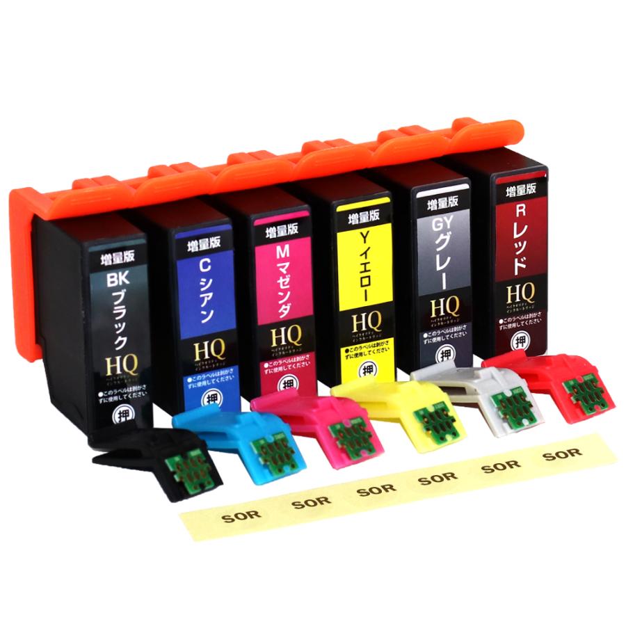 エコインク エプソン 互換インク SOR-6CL 6色セット ソリ 増量版 ICチップ装着式 SOR-BK SOR-C SOR-M SOR-Y ...